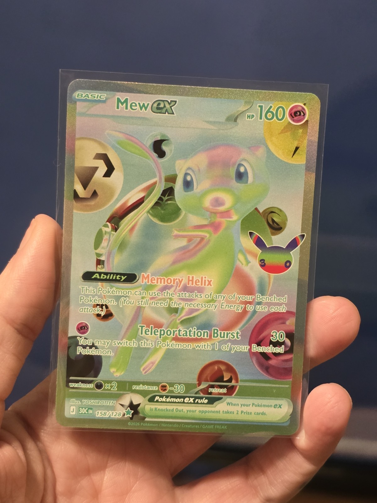 Mew Ex #158/128 futuristic rare Pokemon 30th Celebration