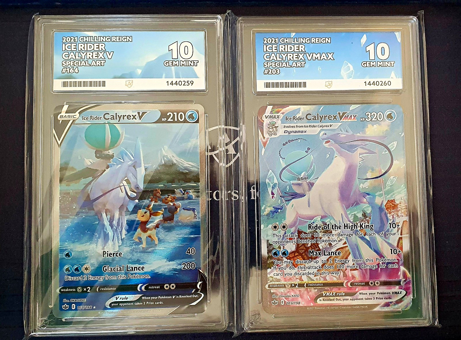 SEQUENTIAL PAIR ACE 10 Pokémon TCG Ice Rider Calyrex Special Art 164/198 203/198