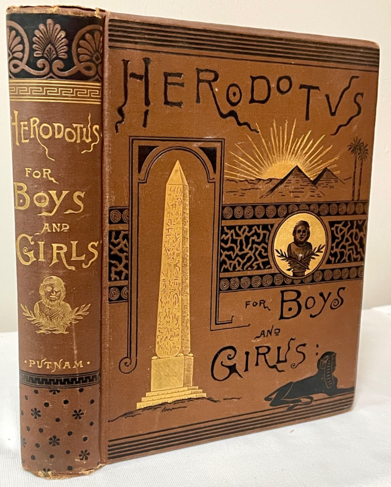 Antique Ornate Victorian Illustrated Gilt Book 1884 Herodotus Boys&Girls 1st Ed.
