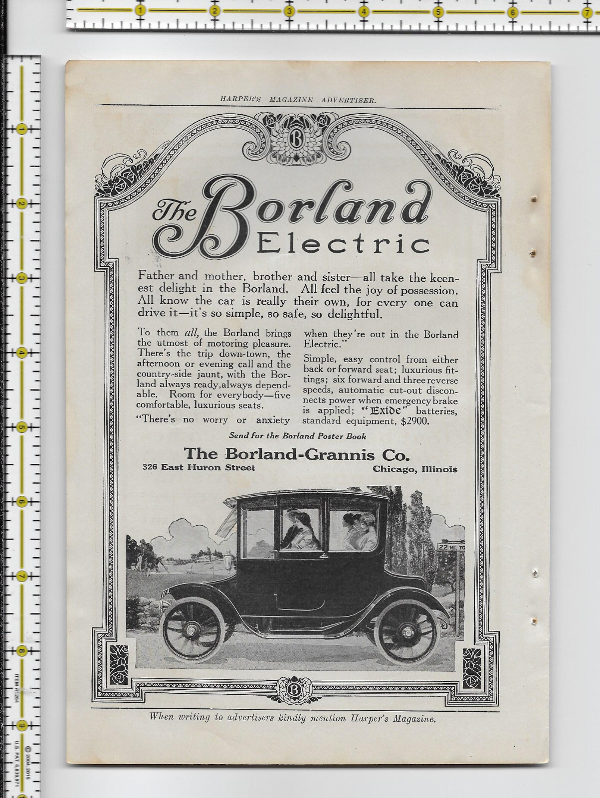 Borland Electric Car 1913 magazine print ad