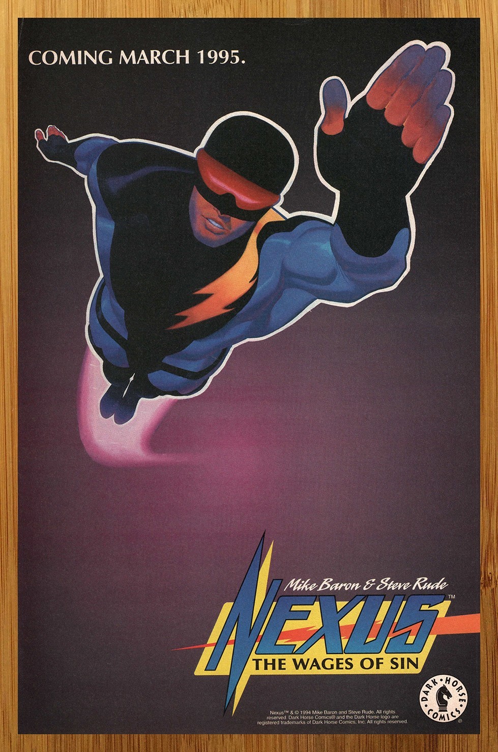 1994 Dark Horse Comics Nexus The Wages of Sin Print Ad/Poster Steve Rude Art 90s