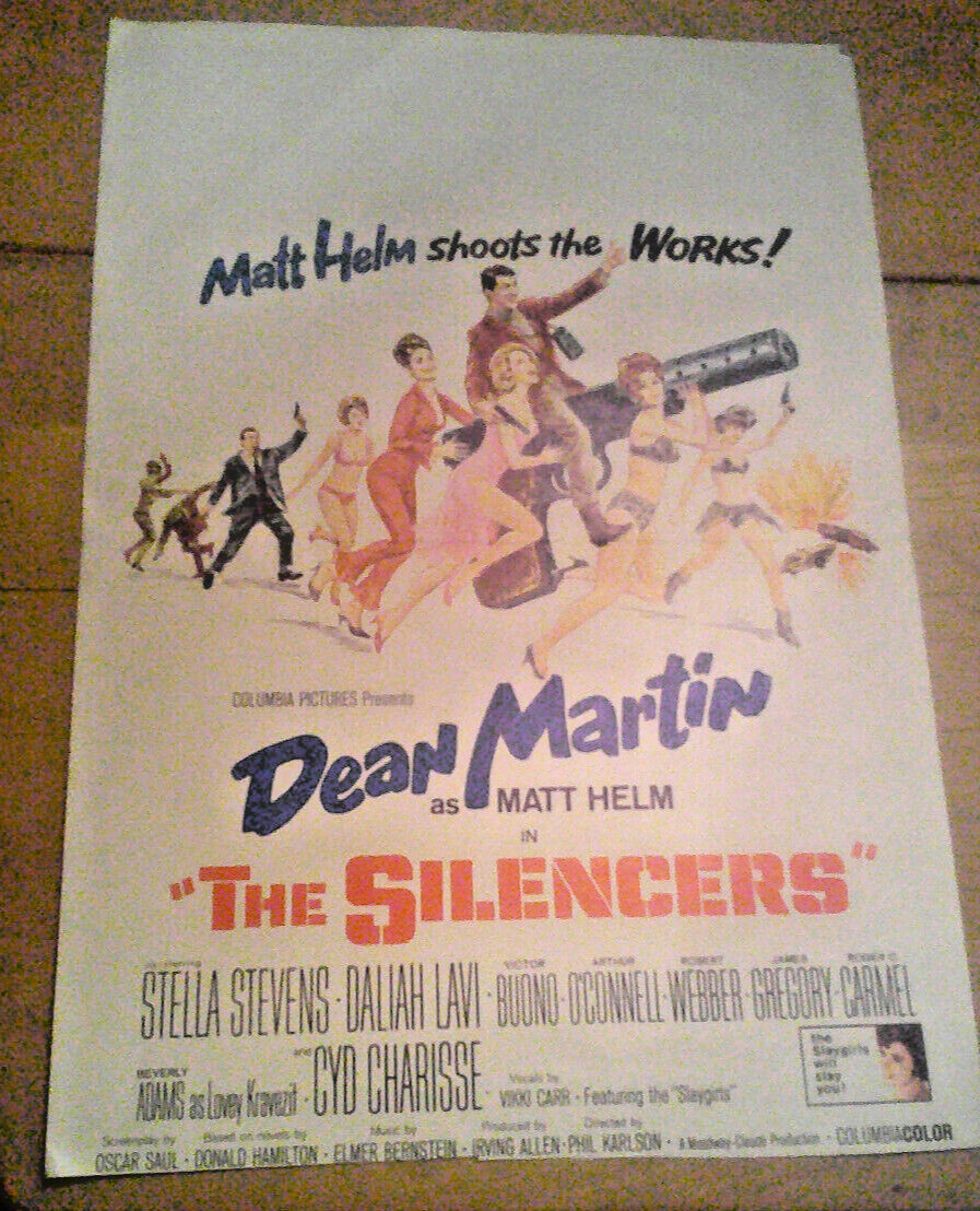 THE SILENCERS 1966 VINTAGE DEAN MARTIN as Matt Helm Window Card 14 x 21 very go