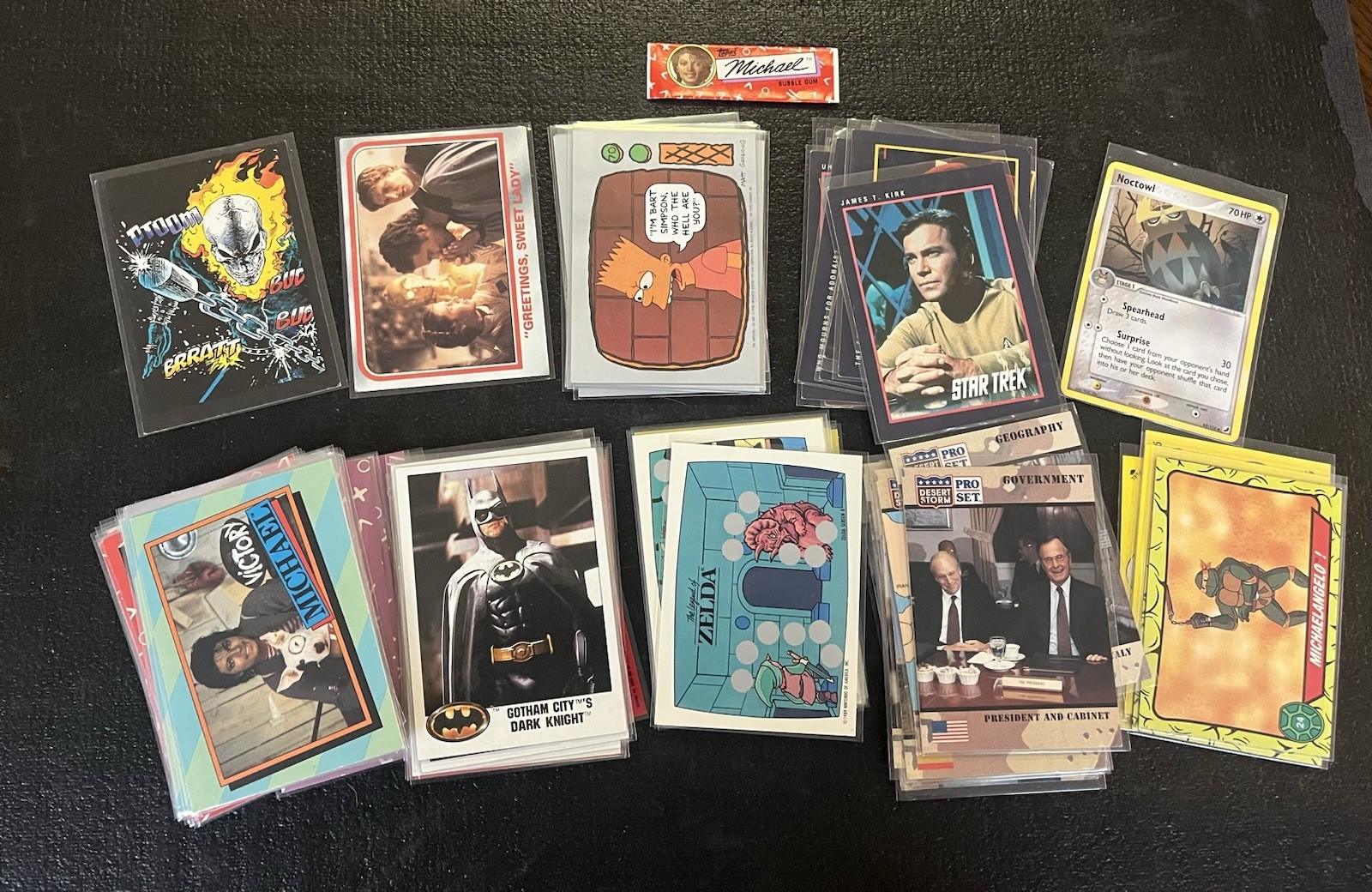 Vintage Mixed Non-Sport Trading Card Lot - Star Trek Simpsons Pokémon TMNT Zelda