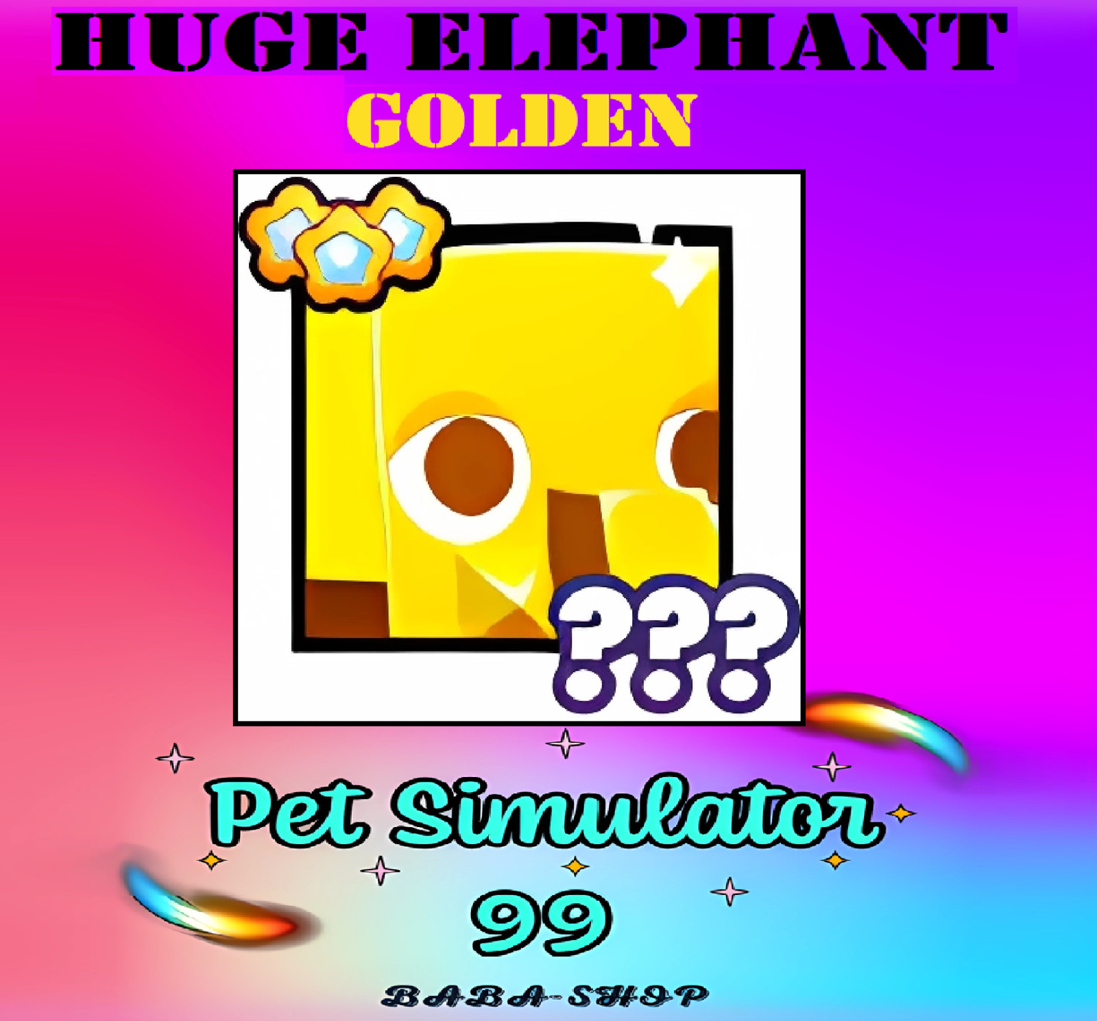 GOLDEN HUGE ELEPHANT - 100% Clean - Pet Simulator 99 - PS99 - Sim - Fastest