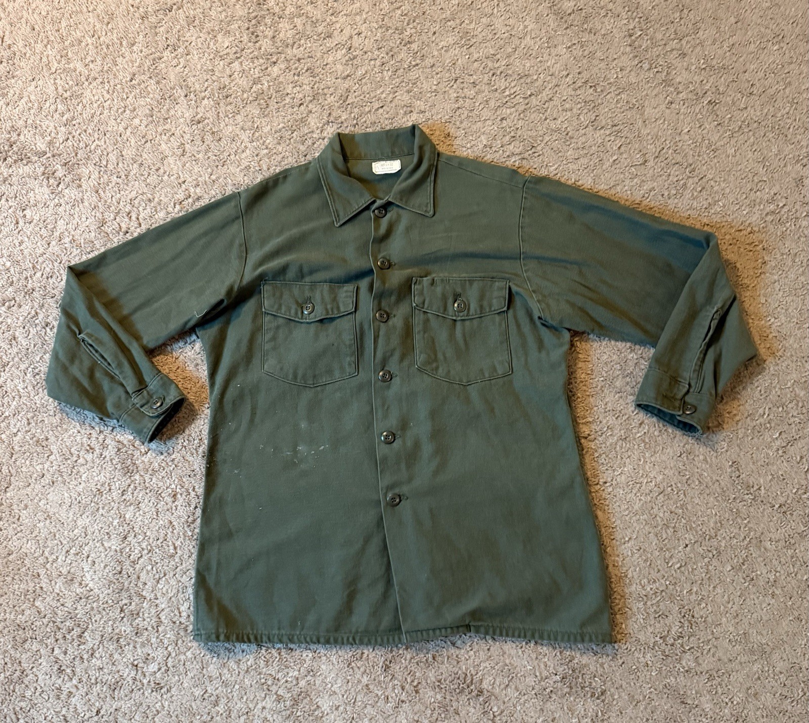 US Army OG-107 Fatigue Shirt, Dated 1974 Size 16 1/2 x 32