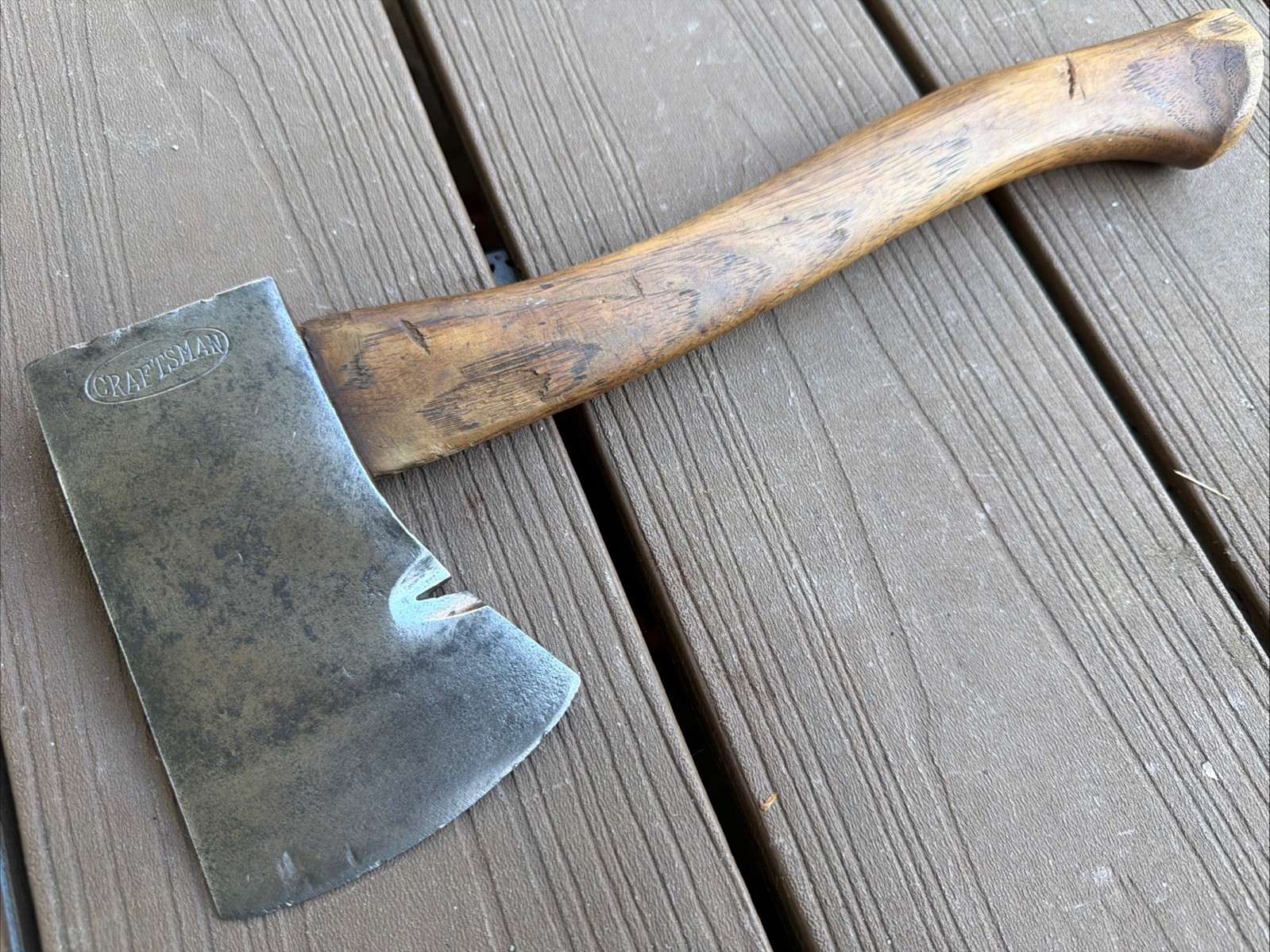Rare Antique Craftsman Sing-Song Logo Hatchet Original Handle Axe 13”
