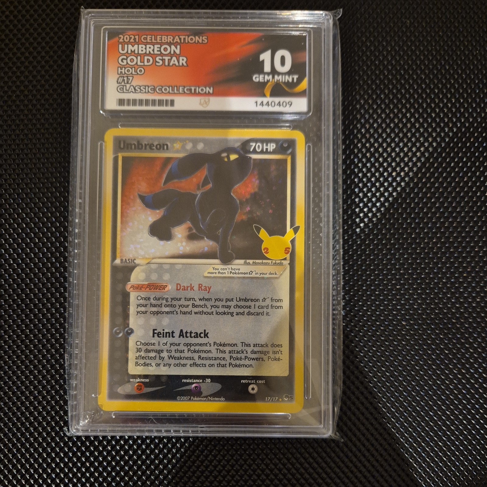 Pokémon Umbreon TCG Gold Star Ace 10 Celebrations Card 17/17