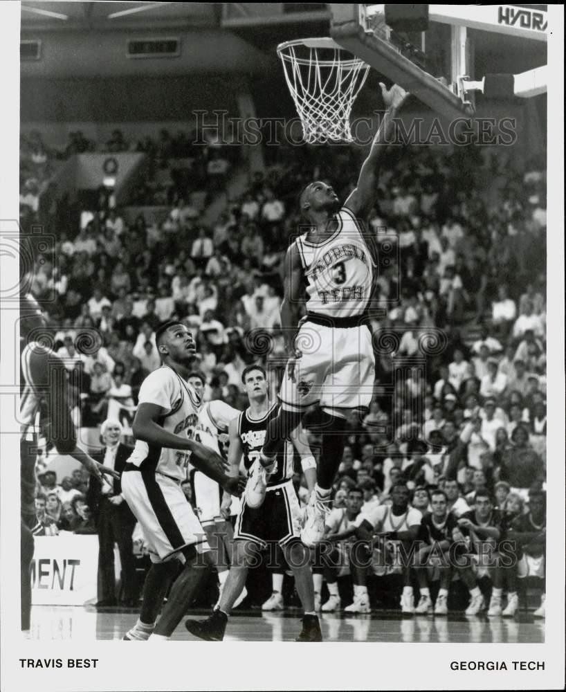 Press Photo Georgia Tech Basketball Player Travis Best Shoots Layup - srs00207