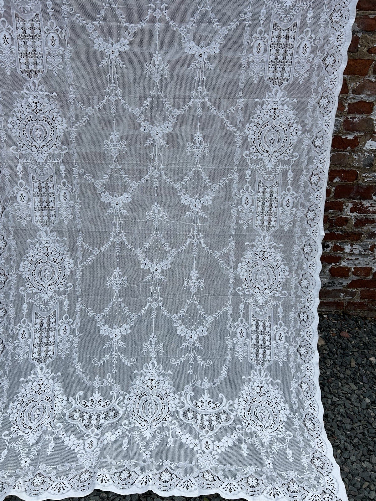 Antique Original Design  Ivory Cotton Scottish lace panel 58”/84” Readymade