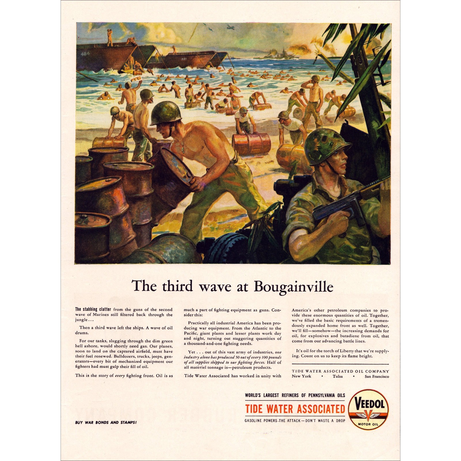 1944 Veedol Motor Oil Original World War 2 Vintage Print Ad