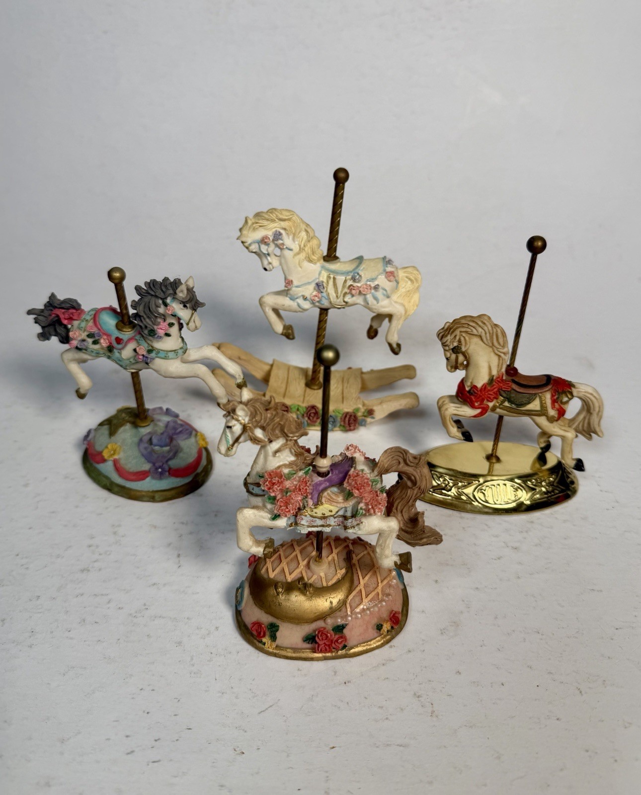 Vintage Carousel Horse Figurines Lot of 4 House of Lloyd 1990 Mixed