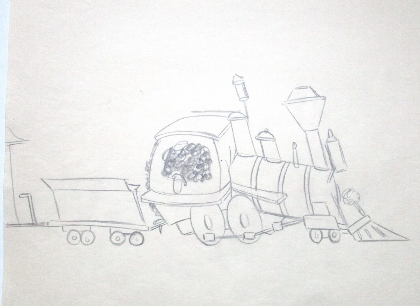 1950 CASEY JR   STEAM TRAIN  WALT DISNEY ORIGINAL animation PRODUCTION DRAWING
