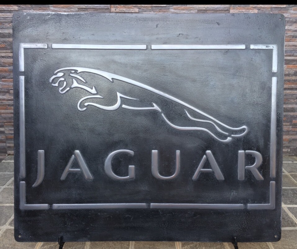 Jaguar Vintage Garage Metal Sign 20x24” Handmade Cast Aluminum Relief •