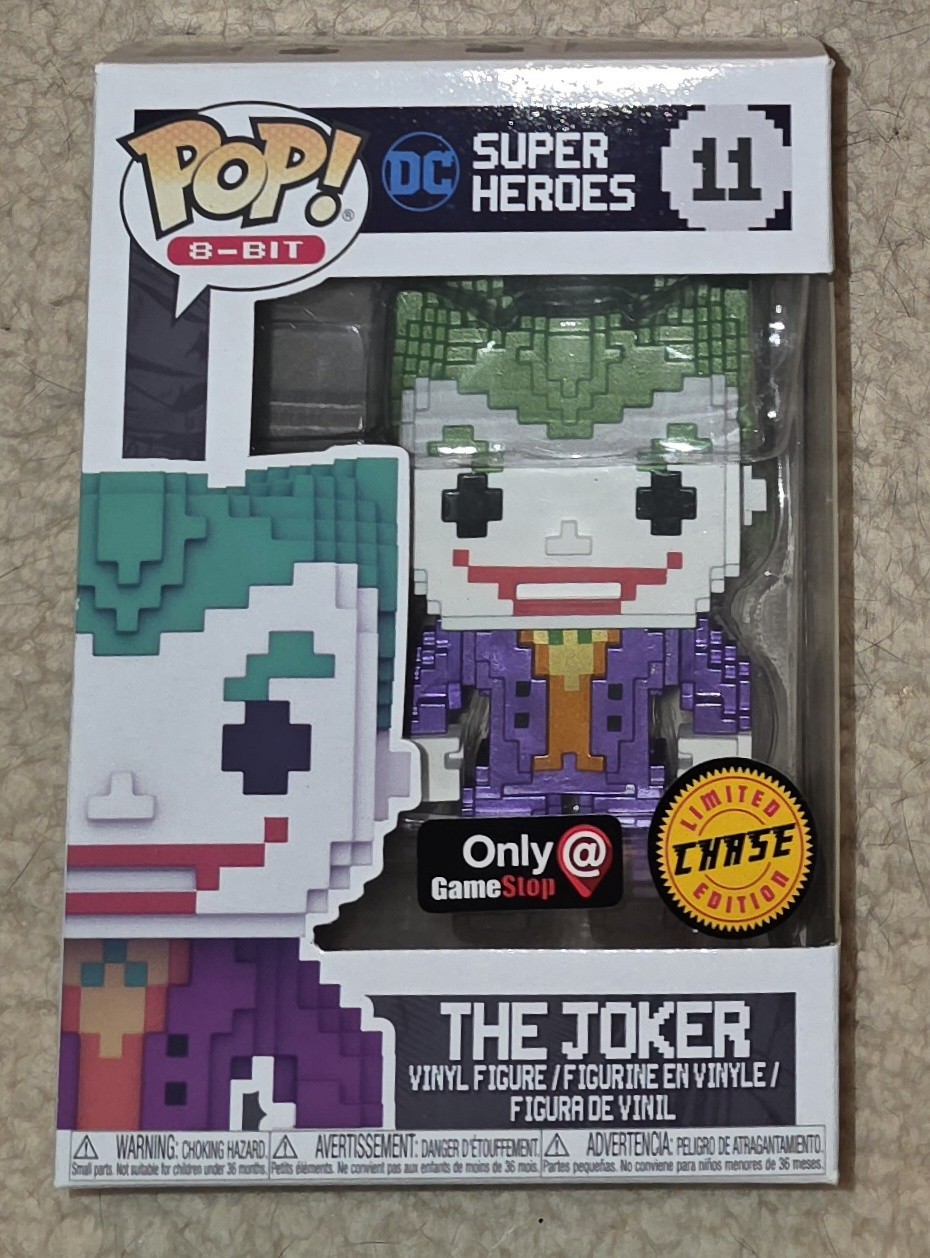 Funko Pop 8-Bit DC Super Heroes The Joker #11 GameStop Exclusive *CHASE* Vinyl 