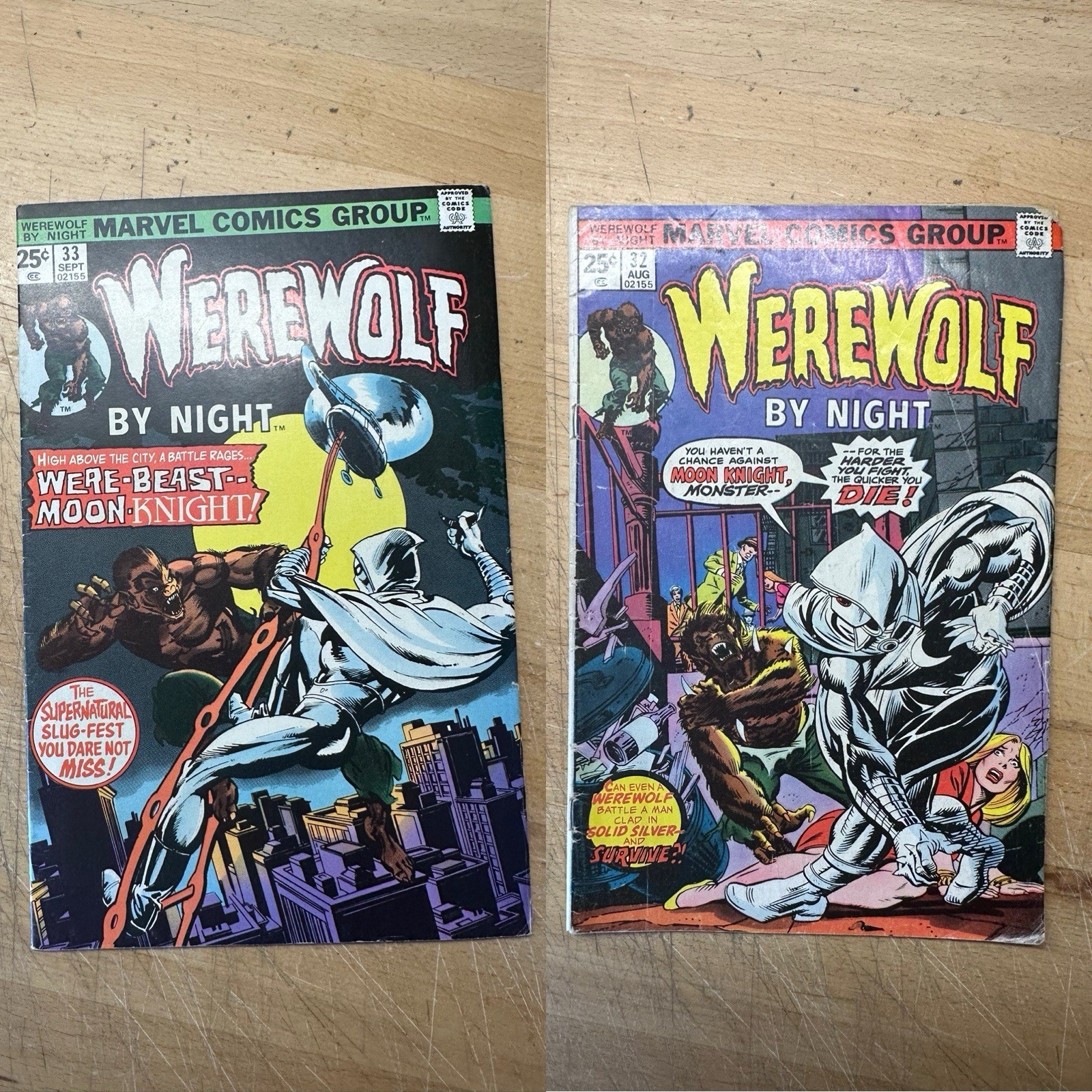 Werewolf by Night #32 & 33 Lot Marvel Comics 1975 1st Appearance of Moon Knight