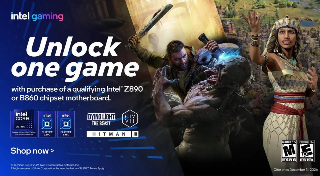 Civilization VII, Hitman 3 or Dying Light: The Beast pick 1 Need Intel Z890/B860