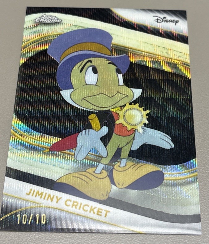 2025 Topps Chrome Disney JIMINY CRICKET #86 Black Wave  Refractor 10/10 BOOKEND