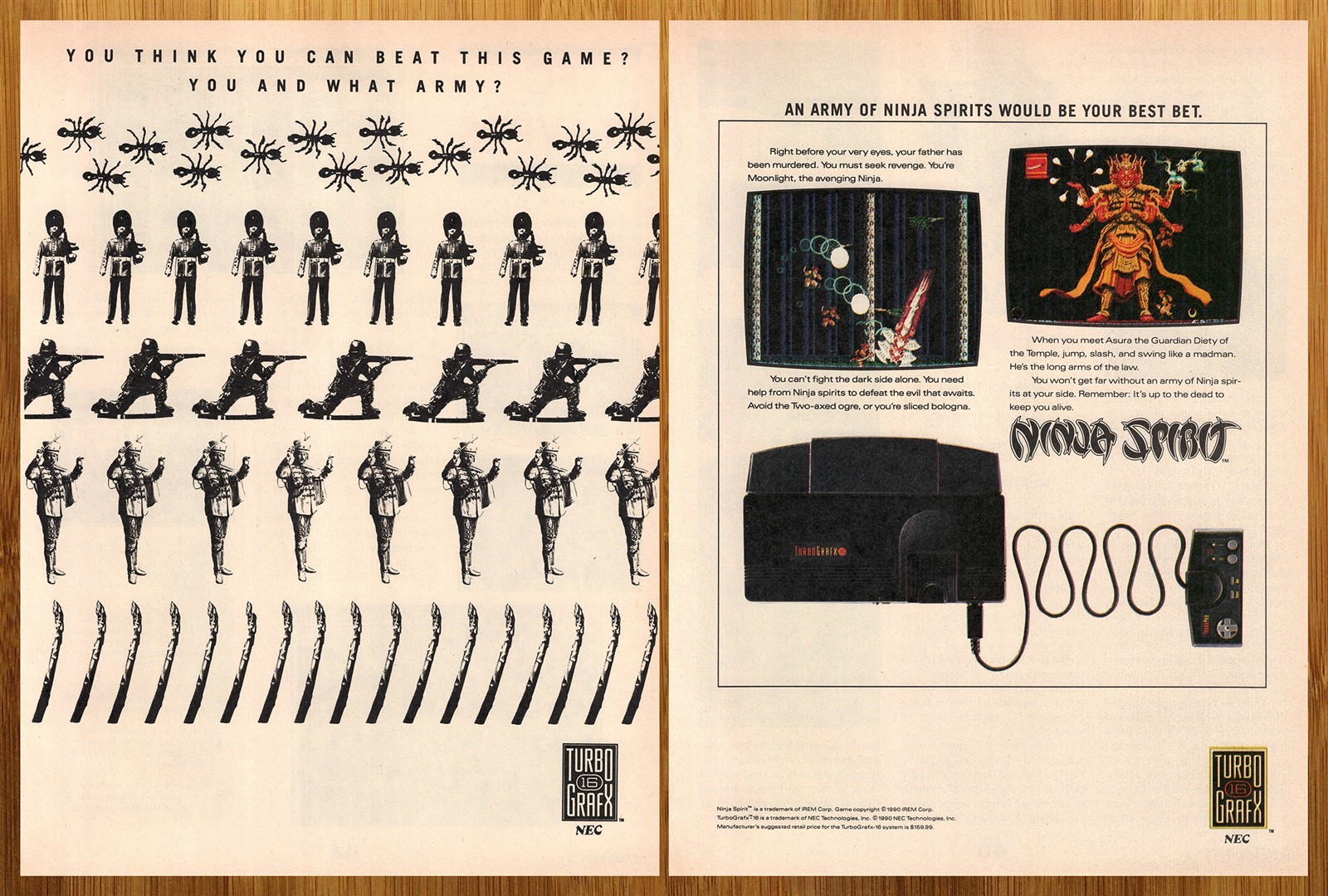 1990 Ninja Spirit Turbo Grafx 16 Vintage Print Ad/Poster Retro Video Game Art