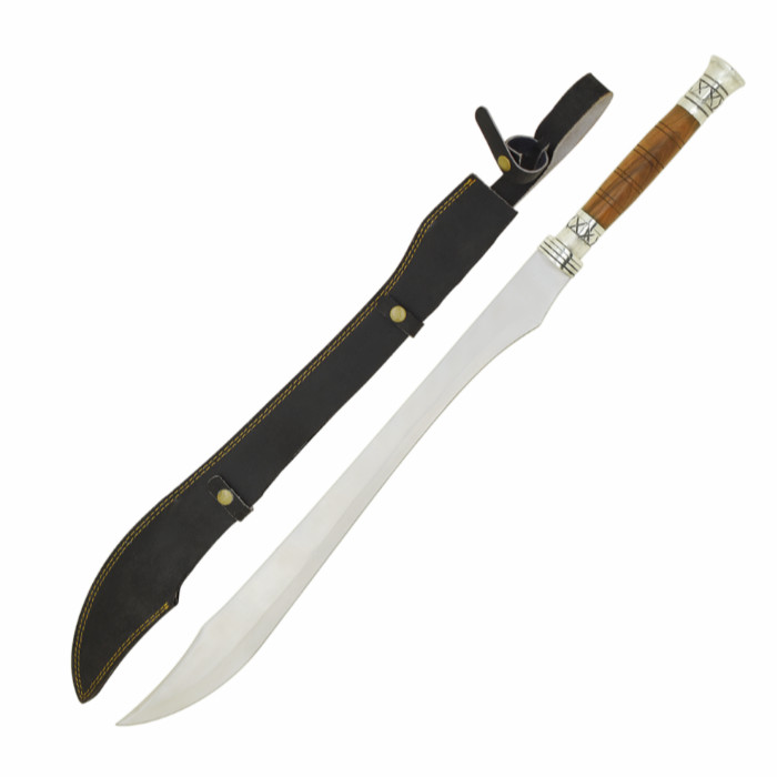 Medieval Warrior Tribal Elven Scimitar Handcrafted Wood Fantasy Sword + Scabbard