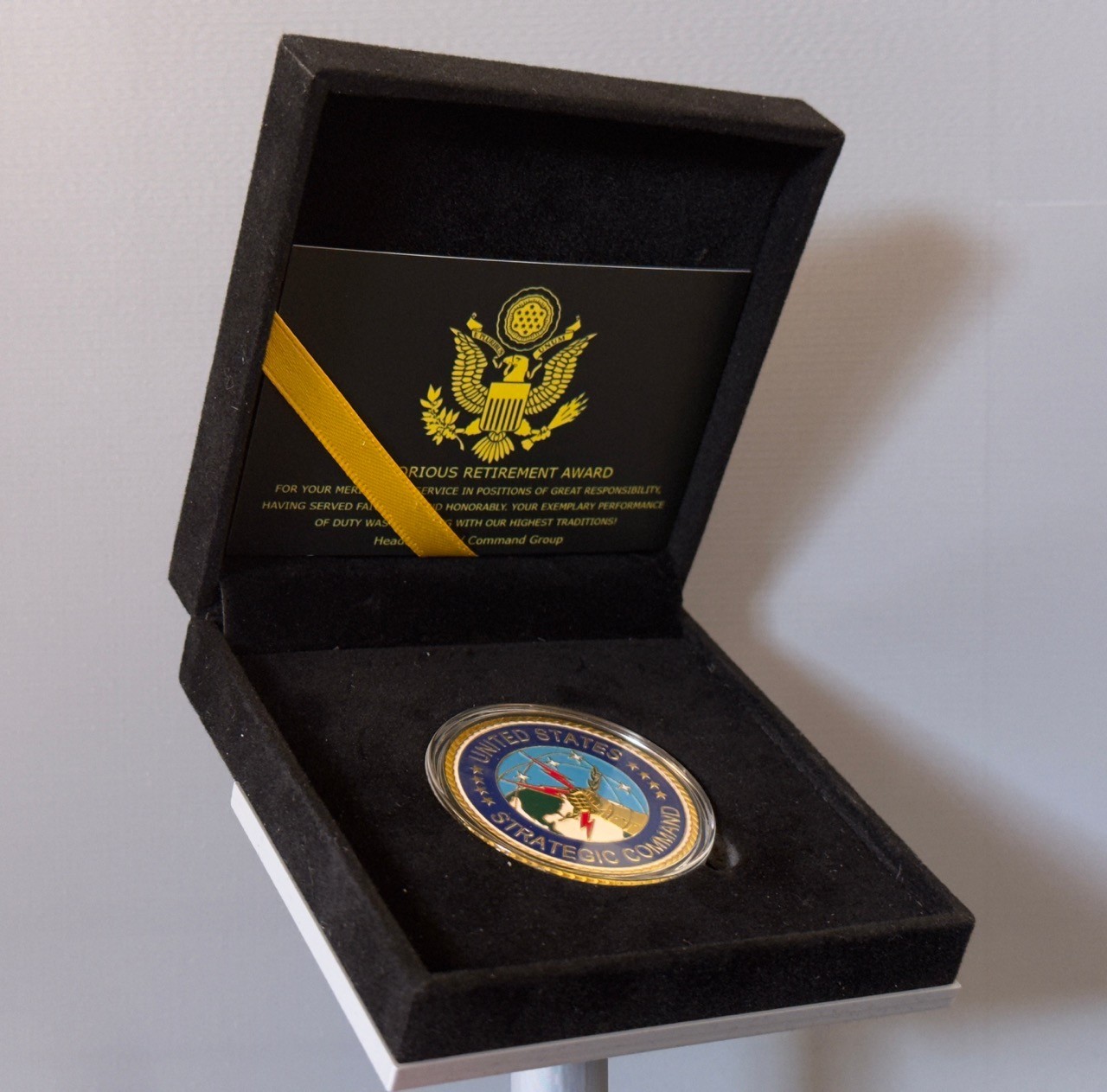 U.S. Strategic Command Challenge Coin in Display Case