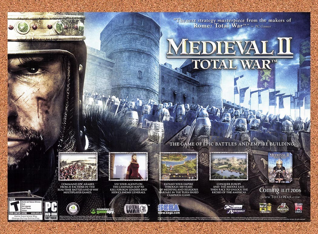 Medieval 2 Total War PC Original 2006 Foldout Poster 10.5