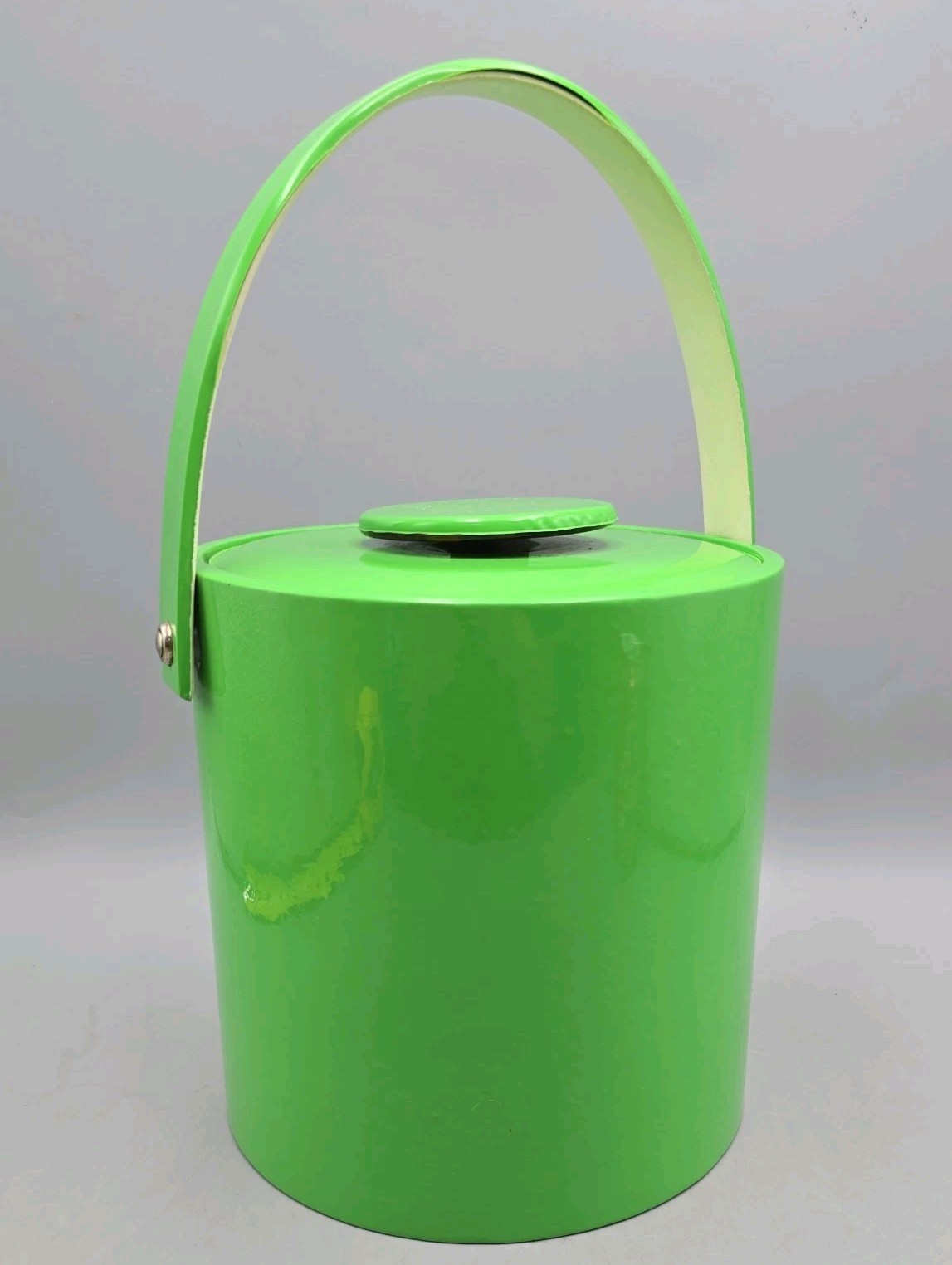 Vintage Mid Century Lime Green Ice Bucket USA Retro Barware