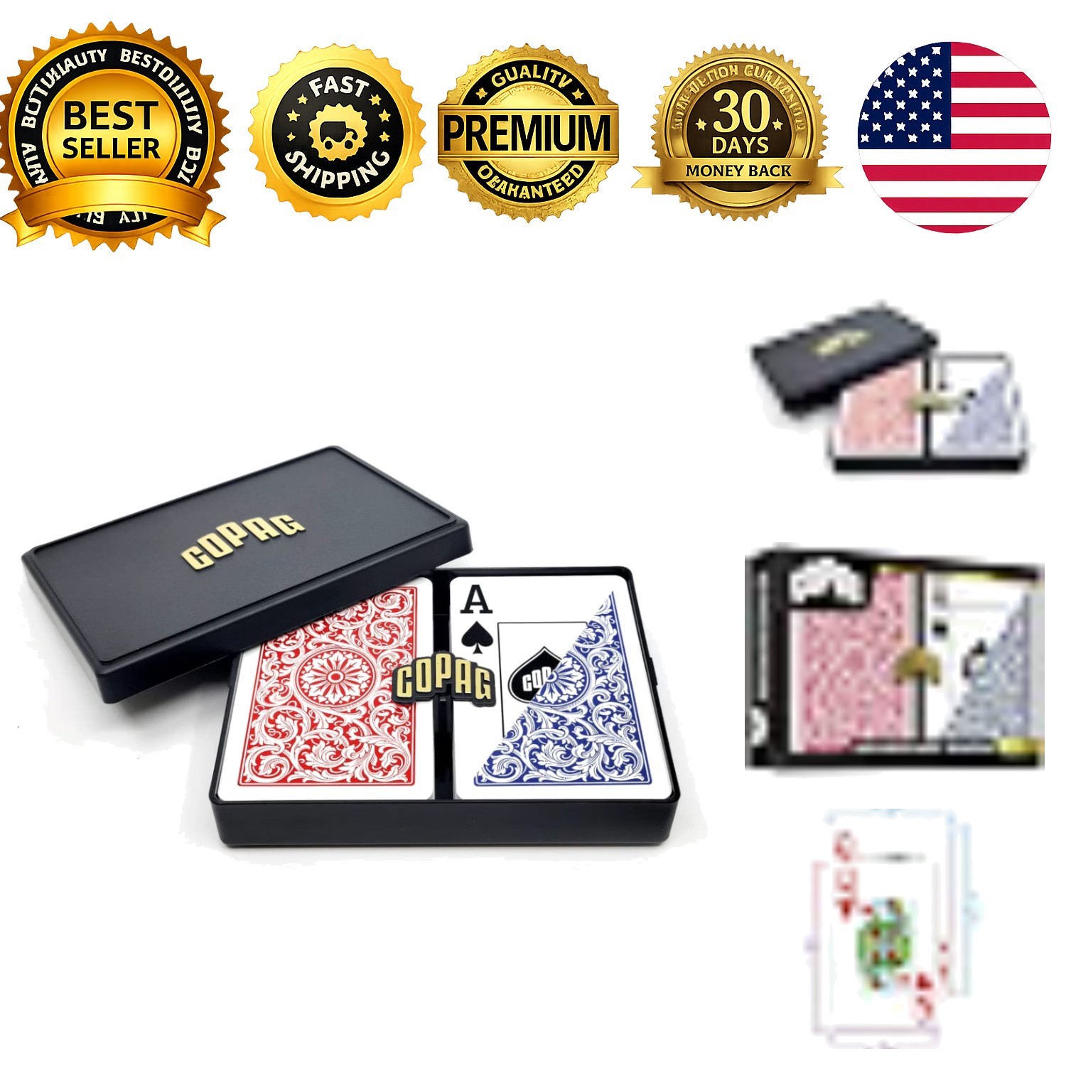 1546 Design 100% Plastic Playing Cards Bridge Size Narrow Jumbo Index Red Blue