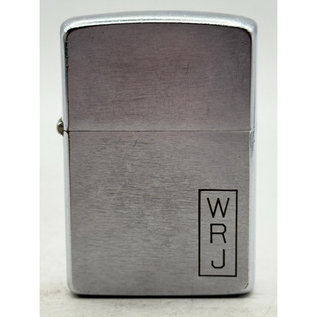 1962 Zippo Regular WRJ Monogram Brushed Chrome Windproof Lighter Patent 2517191