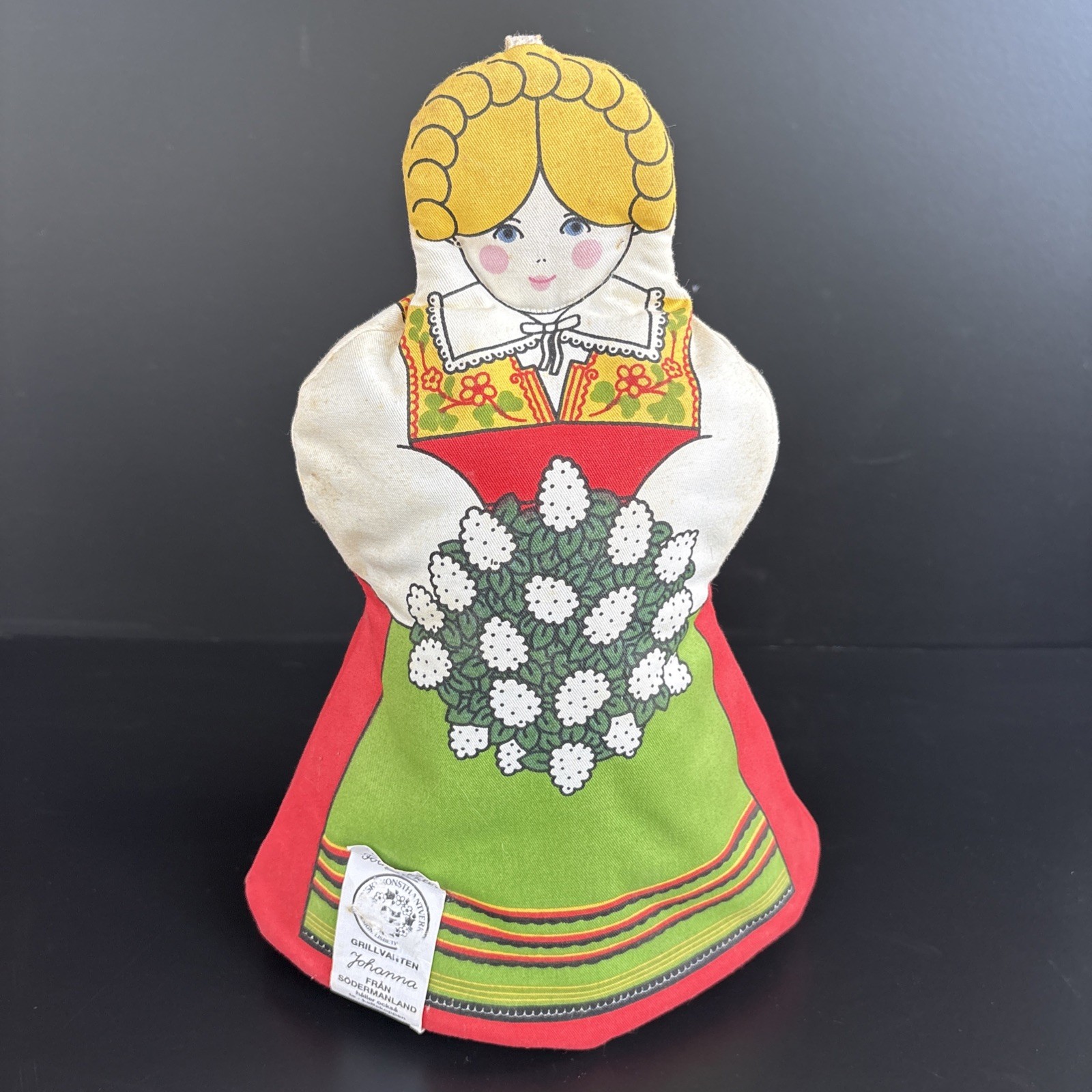 Sweden Swedish Girl Scandinavian Folk Art Oven Mitt Teapot Cover Vintage Kitchen