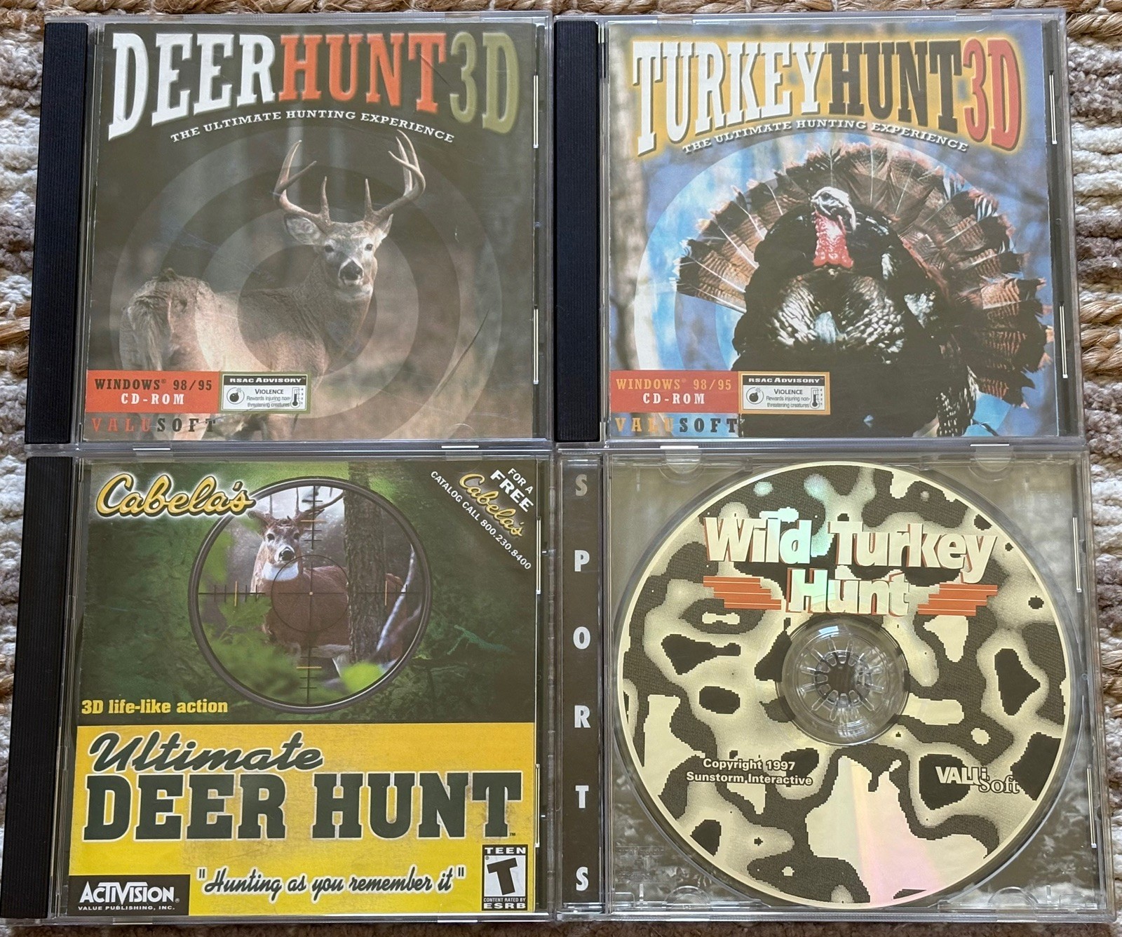 Lot Of (4) PC Hunting Games (Deer Hunt & Turkey Hunt CD-ROM Bundle  