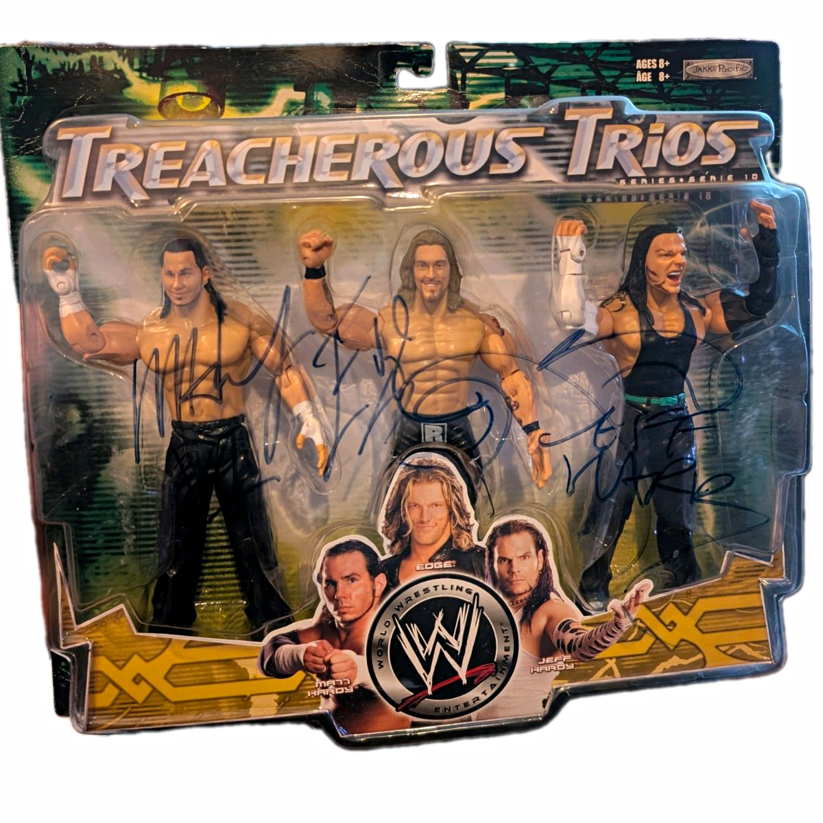 JAKKS Pacific WWE Treacherous Trios Edge & Hardy Brothers 3-Pack Signed BAS