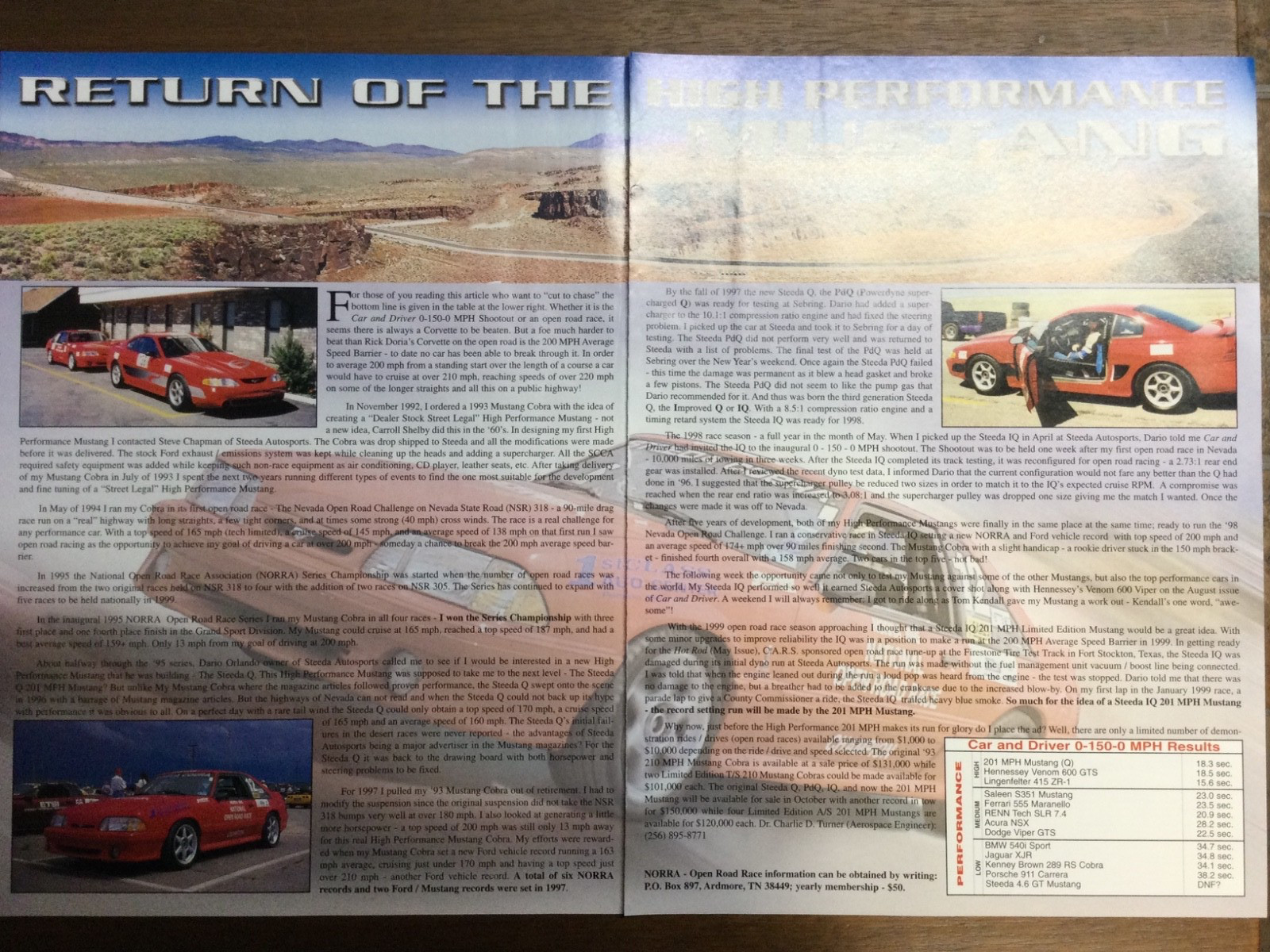 AW 3253 Article 1999 Return Of The High Performance Mustang Steeda IQ 201 MPH