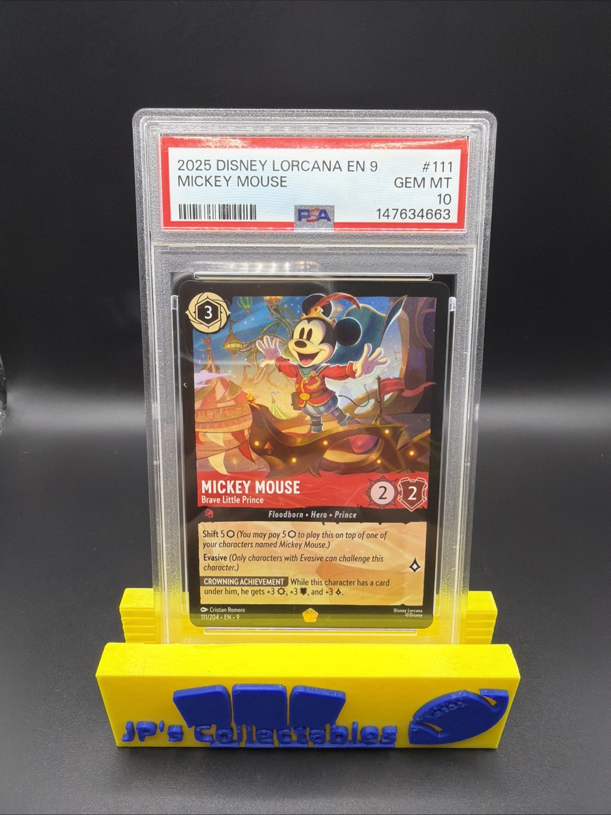 2025 Disney Lorcana EN 9-Fabled Mickey Mouse Brave Little Prince #111 PSA 10
