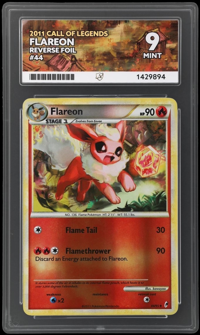 Flareon 44/95 Call of Legends Reverse Holo 2011 Pokemon Card Graded Mint ACE 9