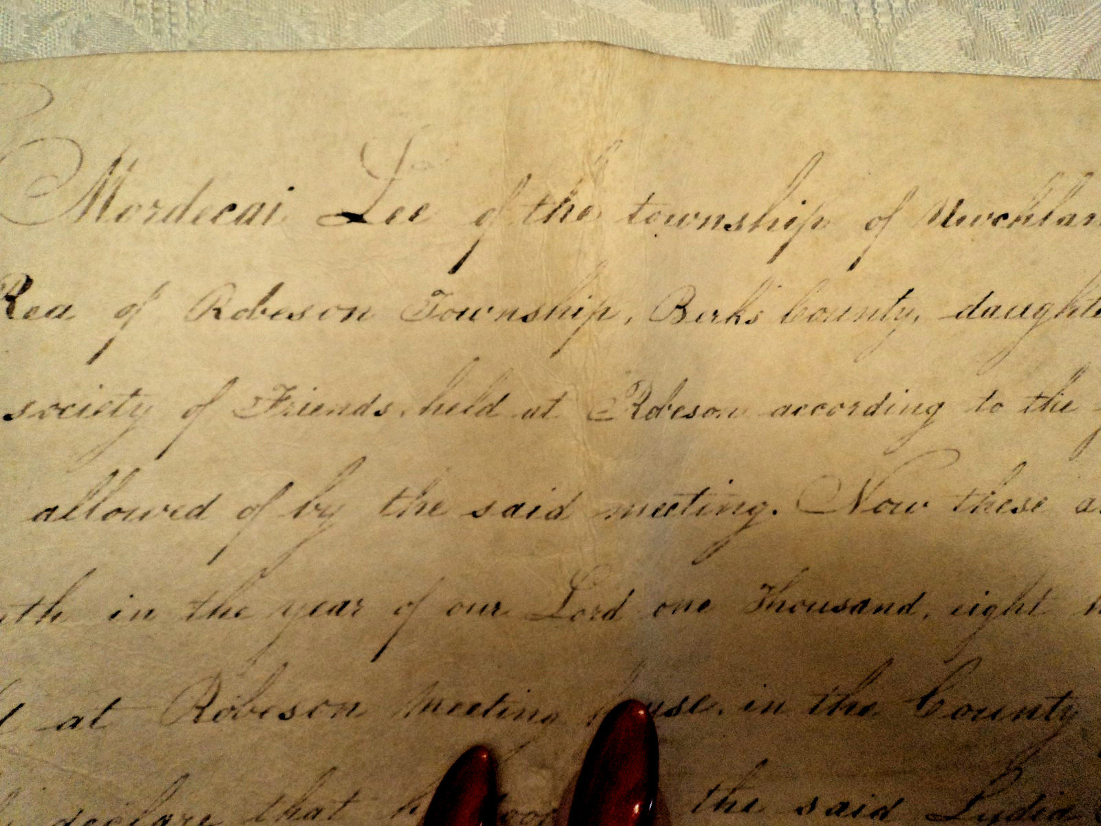 3 antique Marriage certificates: 1836 Quaker, 1822 Berks County PA