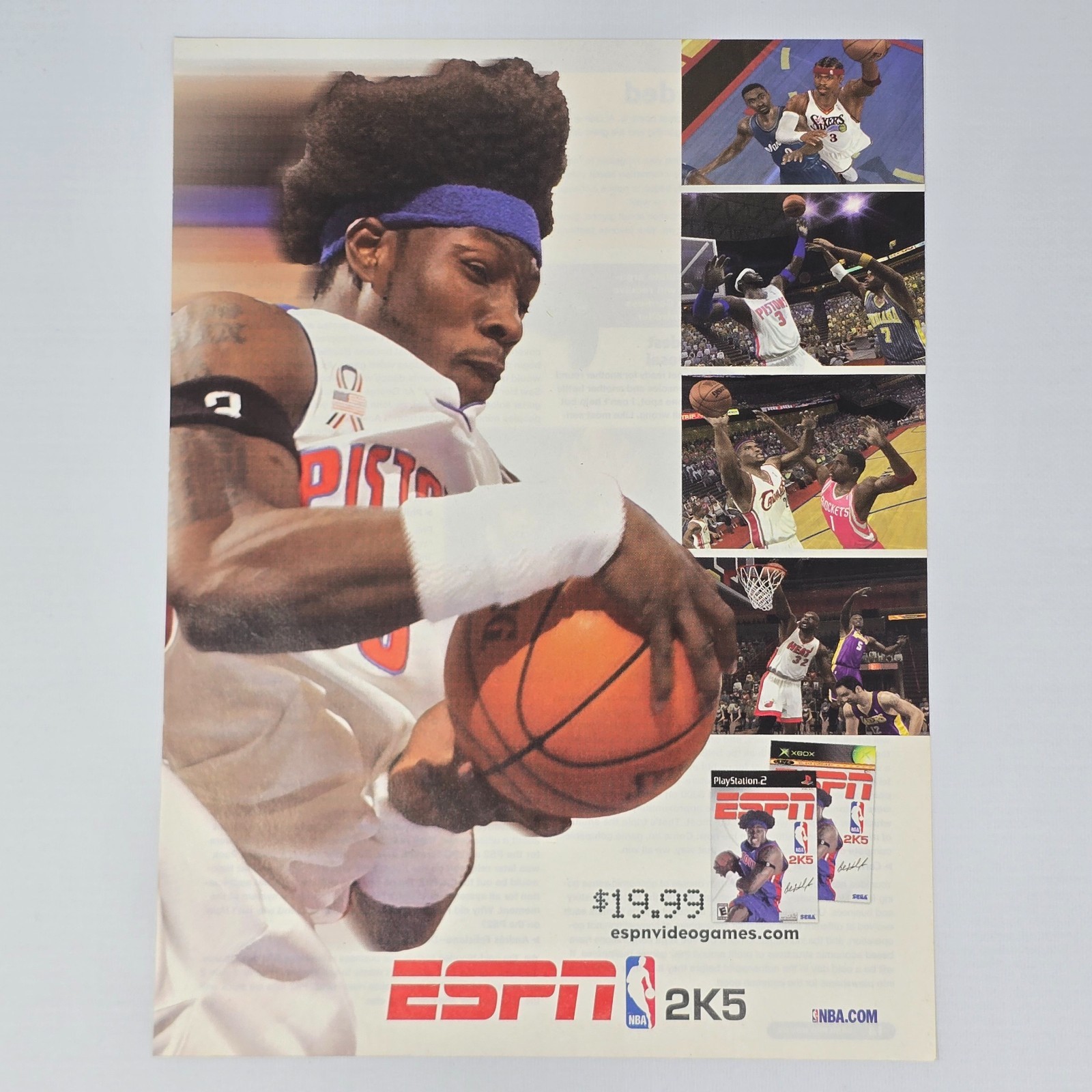 ESPN NBA 2K5 Xbox PlayStation 2 PS2 Ben Wallace Print Ad/Poster