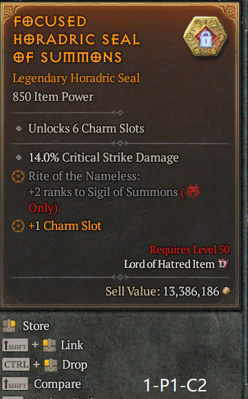 🔥 Diablo 4 Season 15 🔥 Warlock  Legendary Horadric Seal  6 Seal