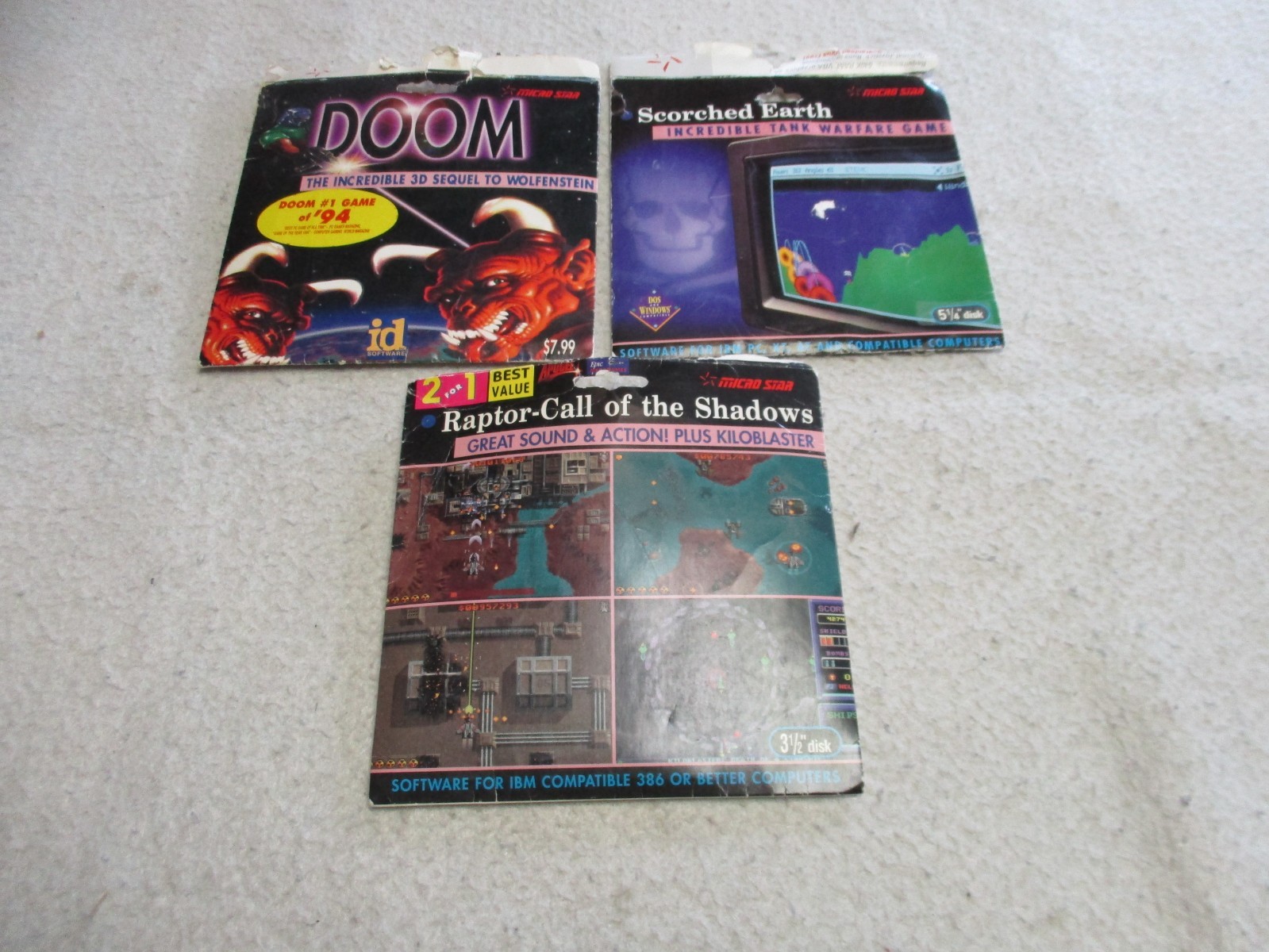 DOOM SCORCHED EARTH & RAPTOR CALL OF THE SHADOWS MICRO STAR SHAREWARE PC GAME