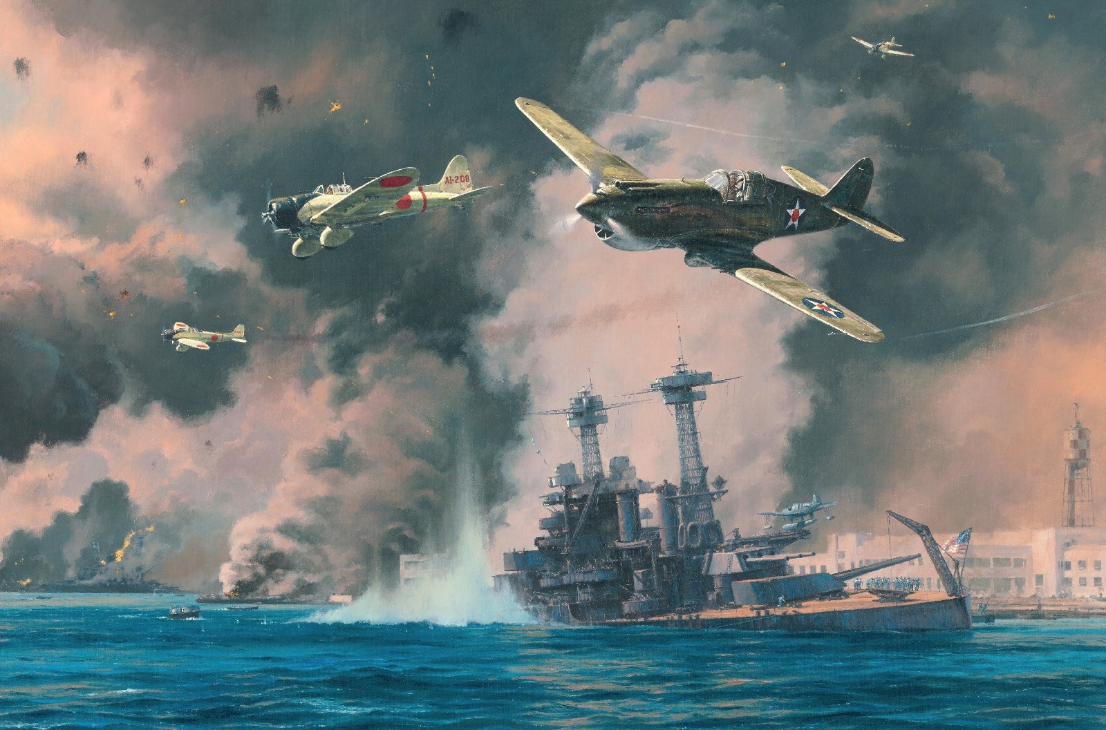 Day of Infamy by Anthony Saunders art print autographed by Pearl Harbor Veterans