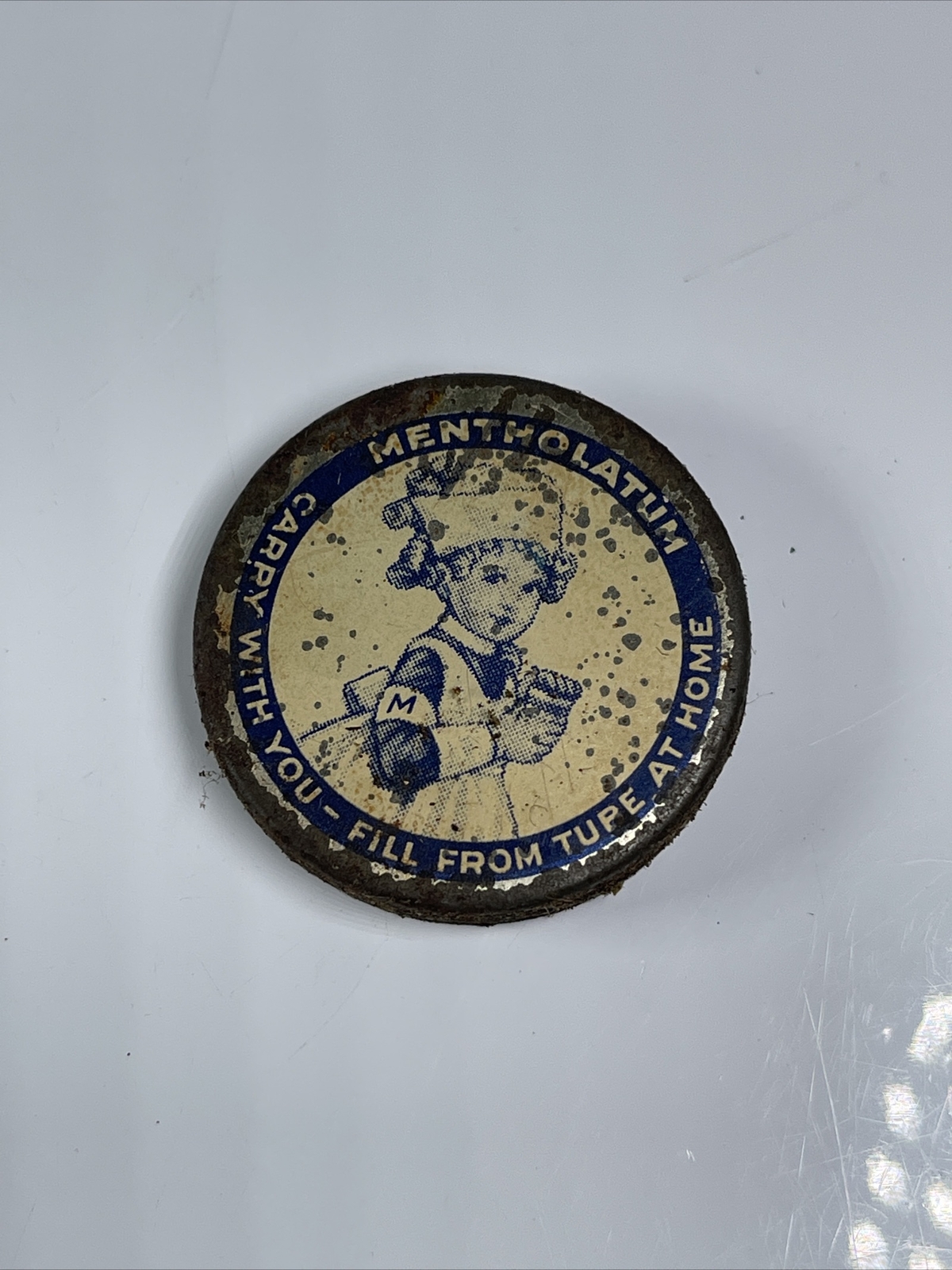 Vintage Lithographed Tin Mentholatum Pocket Purse Design Medicine Advertising