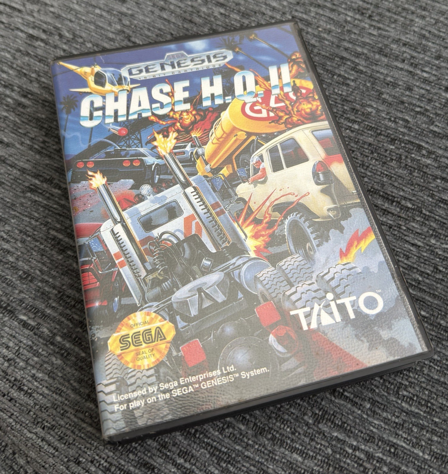 Chase H.Q. II (Chase HQ 2) (Sega Genesis, 1993) Authentic Game Cartridge + Case