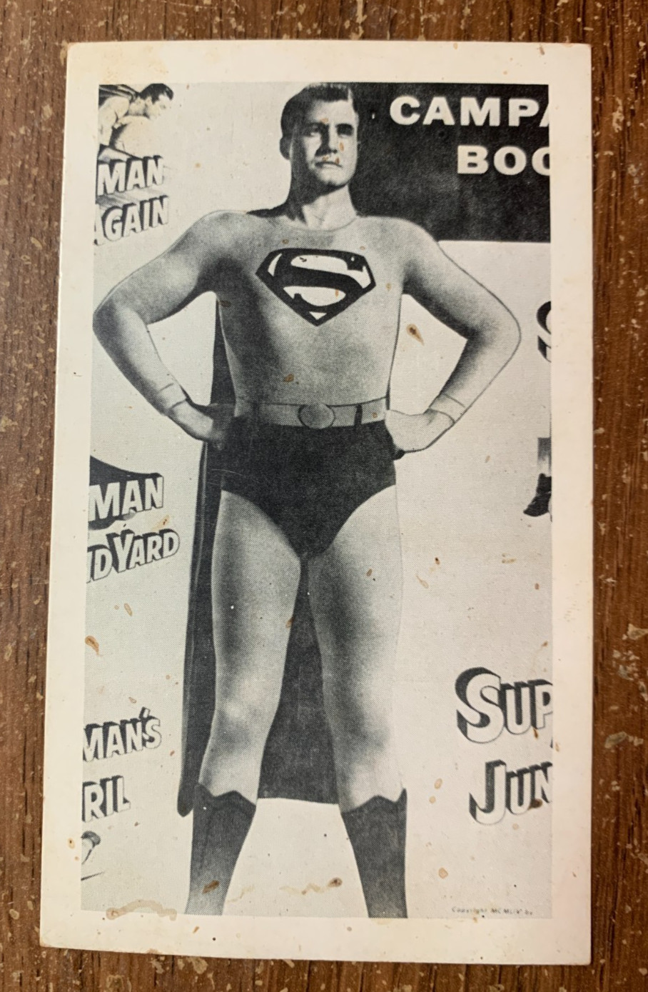 Vintage 1950's Superman Sponsorship Promo Card George Reeves As Superman