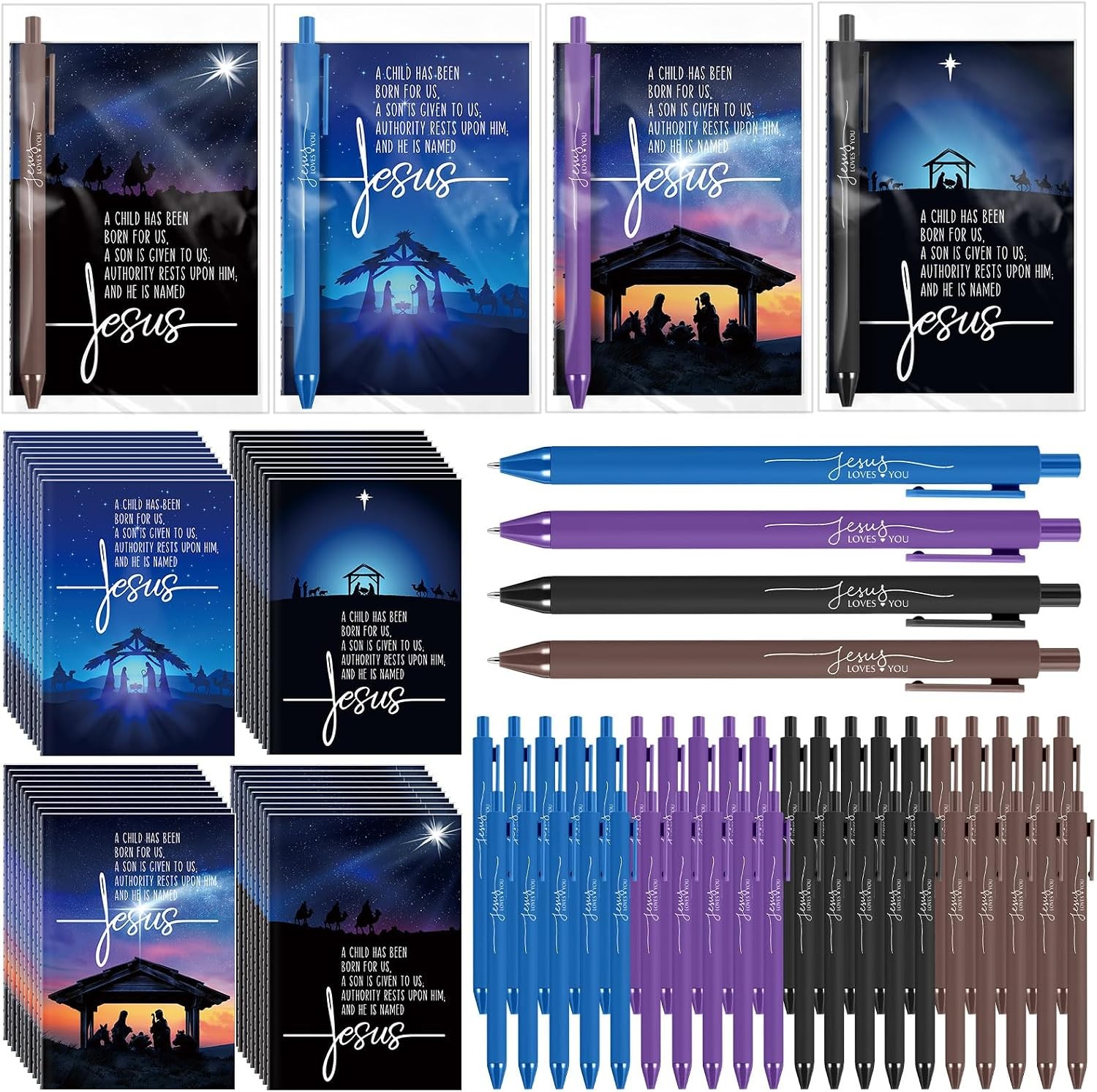 20 Sets Christian Gifts Bulk: Bible Verse Notebooks & Jesus Pens