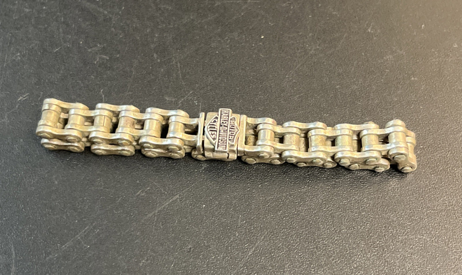 Harley-Davidson 925 Sterling Silver Chain Link Bracelet w/Bar Shield Tag 61 Gram