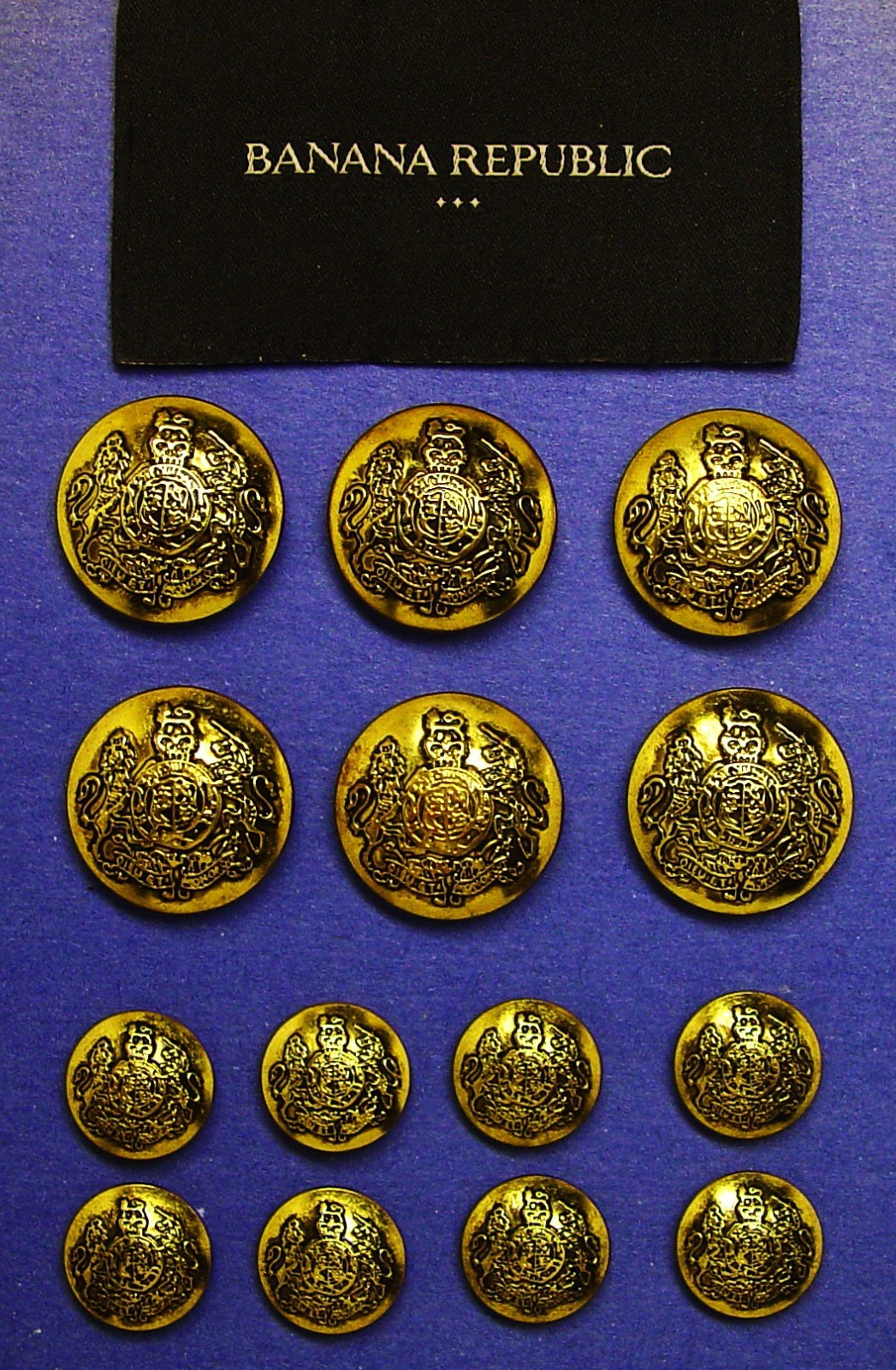 BANANA REPUBLIC Replacement buttons 14 Gold Tone Metal Buttons Good Used Cond.