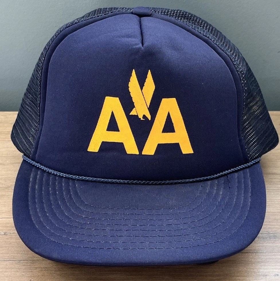 Original Vintage 1980s American Airlines Rope Foam Trucker Baseball Hat Cap Rare