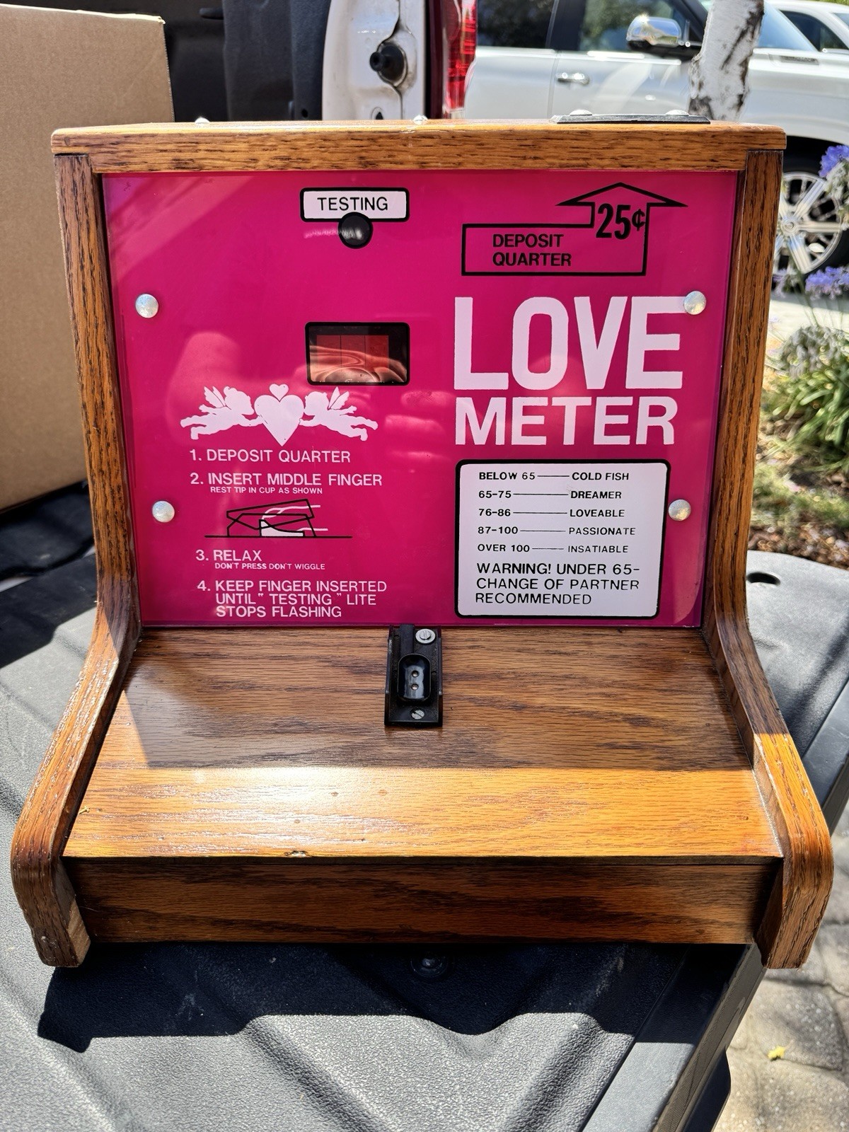 Vintage Cupid Love Tester Quarter Coin Operated Impulse Game Test Your Love