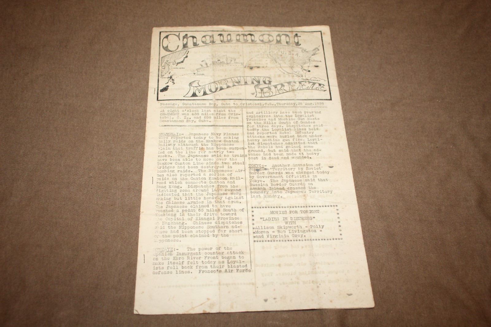 Scarce Original Pre WW2 USN U.S.S. Chaumont 