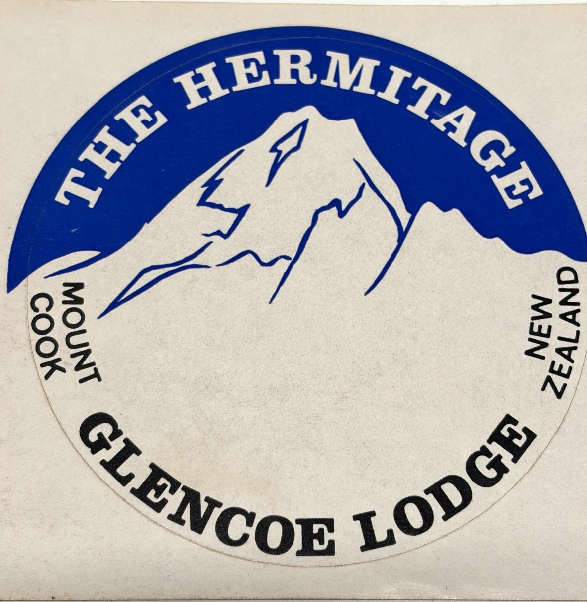 c1930-40s Hermitage Glencoe Lodge Mount Cook New Zealand Hotel Luggage Label