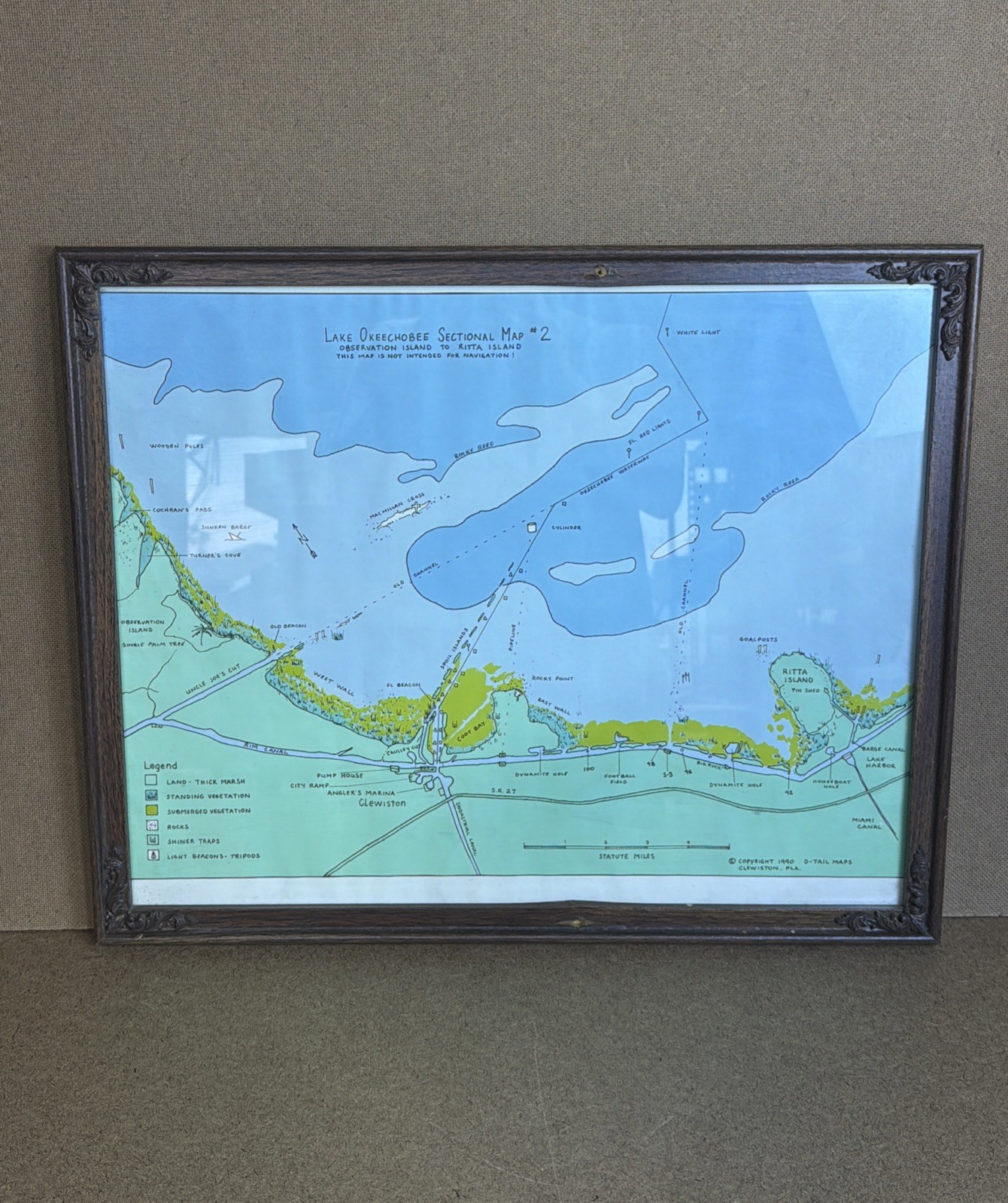 VTG 1990 Lake Okeechobee Sectional Map #2 Ritta Island D-TAIL MAPS Clewiston FL